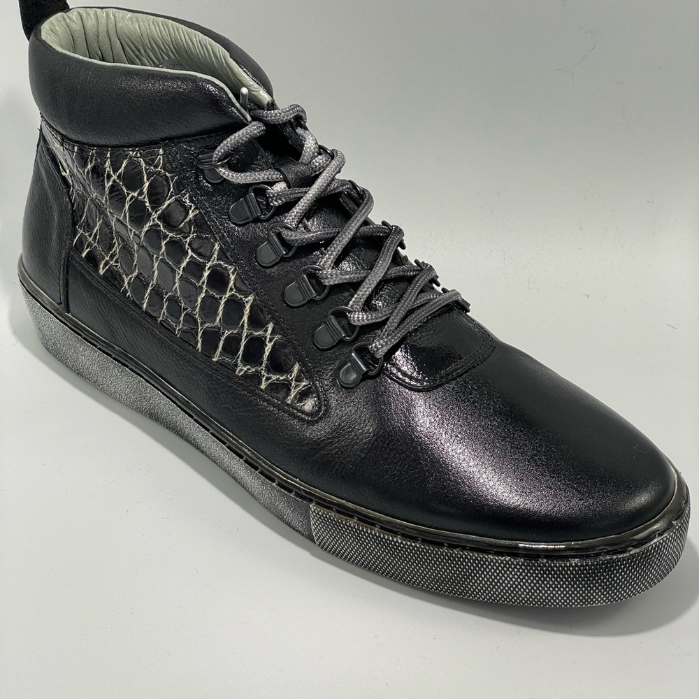 Belvedere Lucio Y12 Black‎ Rust Alligator Leather High Top Sneakers Men 11 NIB